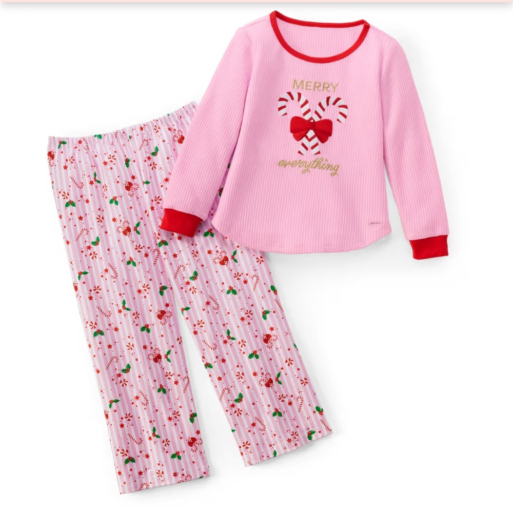 American Girl Pink and Red Merry Everything Pajama Set Sz 7/8 NEW